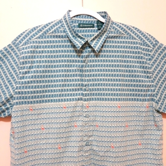 Cubavera Men's flamingo short sleeve button down cotton shirt size Large - Picture 2 of 9